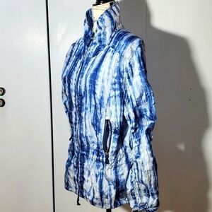 Zenergy| Womens Blue & White Tie Dye Lightweight Jacket Coat Mod Sz.XL